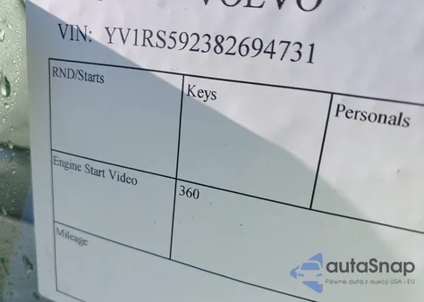 2008 Volvo S60 2.5T from USA, damaged, VIN YV1RS592382694731